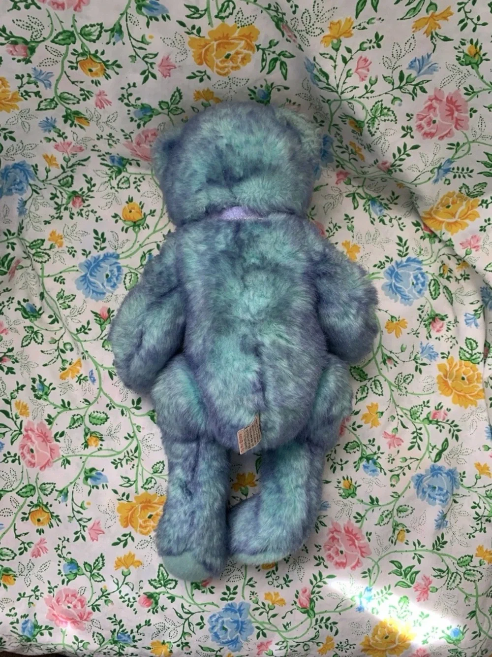 Vintage 1999 Ty Classic Bluebeary bear Plush Weighted Floppy 15” Purple Bow